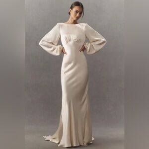 Shona Joy La Lune Open Back Balloon Sleeve Maxi Dress - Cream